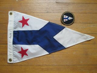 Vintage Chicago Corinthian Yacht Club Flag And Badge,  1960s