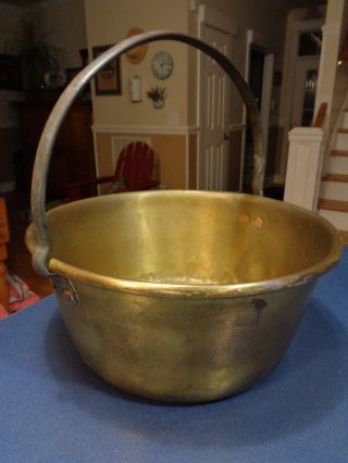 Vintage Solid Brass Farm Bucket Hand Wrought Forged Handle 12 - 3/4 " W X 13 " T