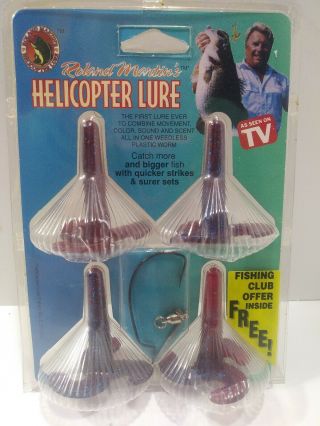 Vintage Roland Martin’s Helicopter Lure Glitter Set Of 4 As Seen On Tv