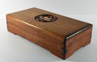 Lovely Hardwood Box With Design In Lid