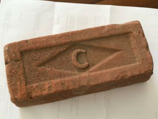 1890 Cook " C " Antique Clay Brick From Bridgewater Massachusetts " Cook Brick Co.