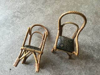 Antique Large Dolls House Austria Brentwood Chairs C.  1860 Approx 6” By 2.  5”