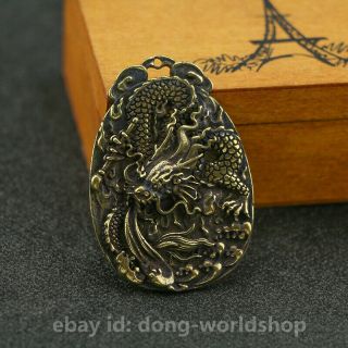 Chinese Small Bronze Exquisite Animal Fengshui Zodiac Year Dragon Amulet Pendant