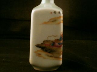 Lovely 19thC Chinese Porcelain Painting 6Arhats 罗汉图 Square Snuff Bottle J013 5