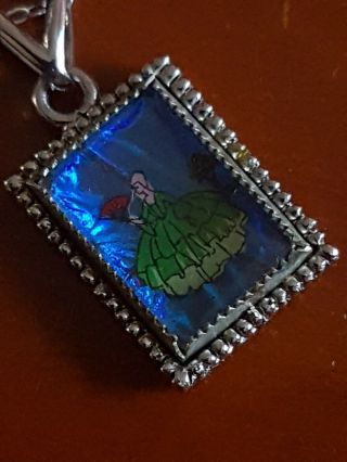 Antique Butterfly Wing Crinoline Lady 925 Silver Pendant And Chain