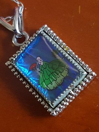Antique Butterfly Wing Crinoline Lady 925 Silver Pendant And Chain 2
