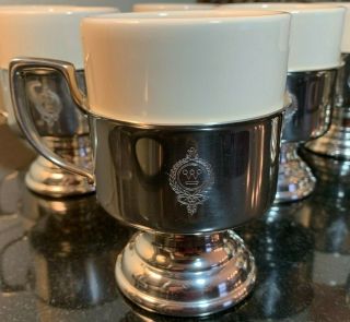 8 Kirk Stieff Pewter Mugs w/ Ceramic Inserts Westinghouse Logo Made in USA 3