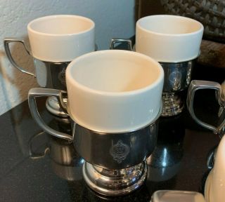 8 Kirk Stieff Pewter Mugs w/ Ceramic Inserts Westinghouse Logo Made in USA 4