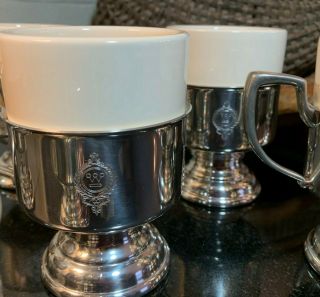 8 Kirk Stieff Pewter Mugs w/ Ceramic Inserts Westinghouse Logo Made in USA 5