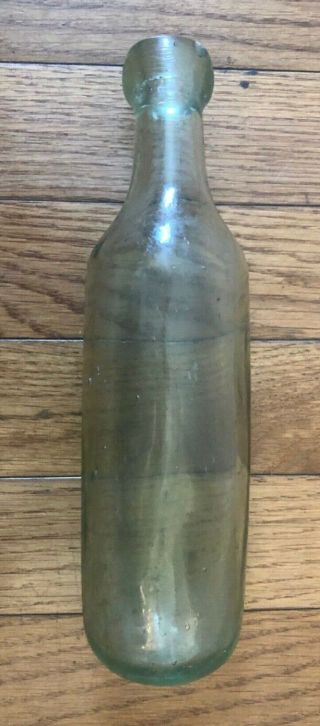 Antique Aqua Glass Blob Top Torpedo Round Bottom Bottle 9 " 19th Century