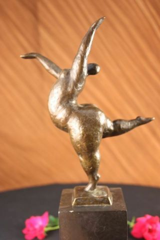 Signed Abstract Ballerina Bronze Figurine Art Deco Sculpture Statue Lrg