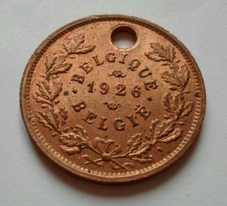 Belgium / Antique 1926 Dog License Tax Tag Token / Medal