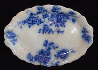 Antique W&e Corn Blossom Blue And White Flow Platter - 39.  5cm X 27.  6cm