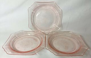 3pc Antique Depression Glass Candy Dish Or Salad/dessert Plate Pretty Pink Color