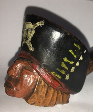Antique Smoking Pipe Carved Pirate