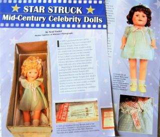 11p History Article - Vtg Mid - Century Celebrity Dolls - Quints,  Sonja Henie,