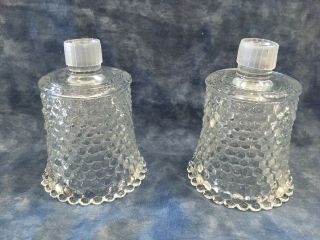 Two Vintage Clear Hobnail Peg Votive Holder Cup Sconce Candleholder