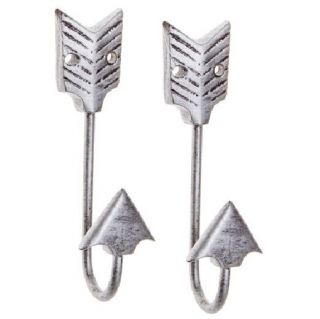 Two Metal Decorative Wall Hooks: Silver Bent Iron Arrow Wall Hook (hat / Coat)