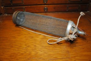 Vintage Cricket Metal Mesh Wire Tube Cage W/cork Stopper Fishing Bait