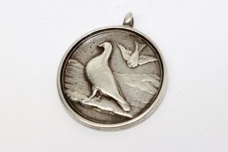 A Pretty Antique Edwardian C1908 Sterling Silver 925 Racing Pigeon Fob Pendant