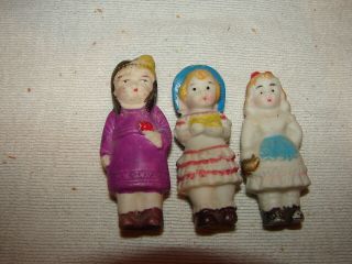 Vintage 3 Bisque Doll Frozen Charlotte Penny Style Japan 2 1/2 Inch Girls