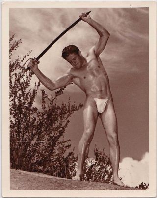 Western Photo Guild: Male Nude (posing Strap) With Saber.  Vintage Gay