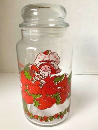 Strawberry Shortcake 1980s American Greetings 9 " Glass Storage Canister Jar Euc