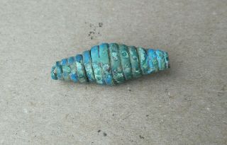Ancient Rome - Greece.  Large Twisted Spiral Bead.  - RARE.  Green Patina 2