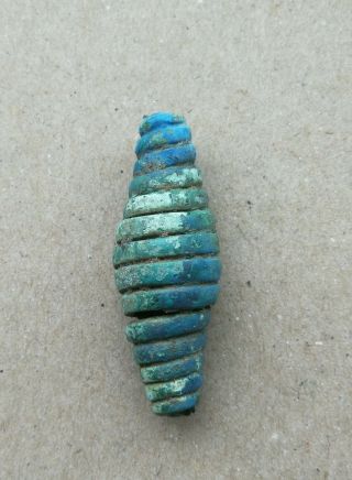 Ancient Rome - Greece.  Large Twisted Spiral Bead.  - RARE.  Green Patina 3