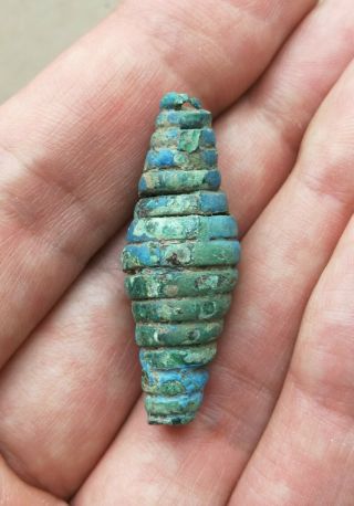 Ancient Rome - Greece.  Large Twisted Spiral Bead.  - RARE.  Green Patina 5