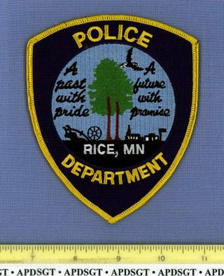 Rice Minnesota Sheriff Police Patch Church School Wagon Wheel Plow