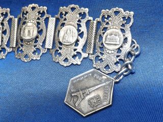 Vintage / Antique Eiffel Tower Paris White Metal Panel Bracelet - souvenir Item 4