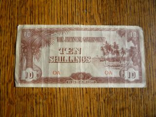 Rare Antique Oceania Japanese Occupation Government 1942 Ten Shillings Banknote