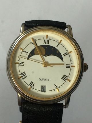 Vintage Of 1970 Men’s Moon Phase Gold Plated Quartz Watch,  One Jewel Japan Move