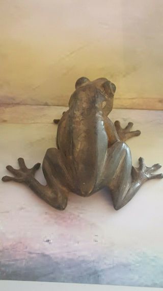 French Solid Bronze Sculpture Of A Frog Signed P Chenet 5