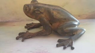 French Solid Bronze Sculpture Of A Frog Signed P Chenet 7