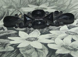 Antique Vintage Lovely Faceted French Jet Black Glass Brooch Pin C Clasp (j46)