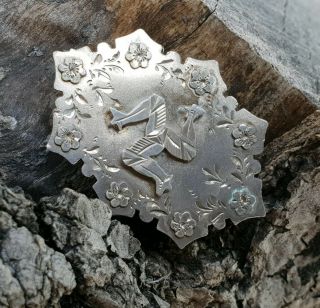 Antique Silver (3 Legs) Isle Of Man Sweetheart Brooch