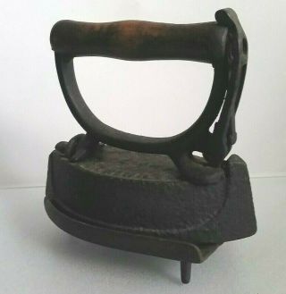 Antique Vintage Black Sad Iron W/ Detachable Handle W/ Trivet,  Rare 1911 - 32