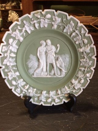 Antique Vintage Green White Jasperware Neo Classical Plate