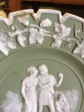 Antique Vintage Green White Jasperware Neo Classical Plate 3