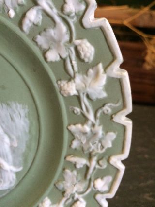 Antique Vintage Green White Jasperware Neo Classical Plate 5
