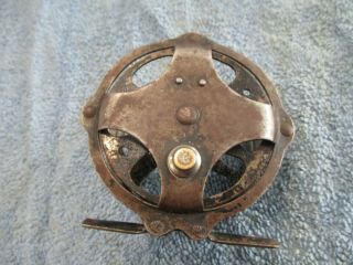 Antique Vintage Skeleton Fly Reel marked Made In The USA 2