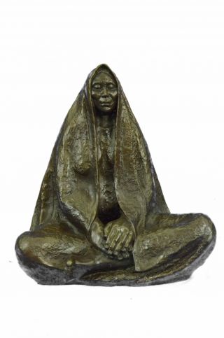 Native American Shaman Medicine Woman Bronze Sculpture 11 " X 10 "