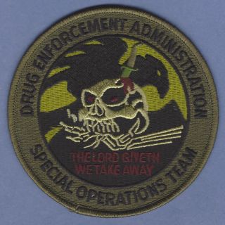 Dea Drug Enforcement Administration Special Operations Team Police Patch Green