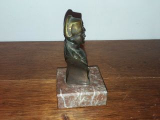 Antique Vtg Miniature Bronze Bust of Napoleon at Waterloo on marble 2
