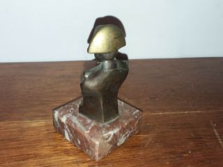 Antique Vtg Miniature Bronze Bust of Napoleon at Waterloo on marble 3