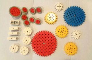 Vintage 1965 Lego Samsonite 001 Gears Wheels Axles 7049b 741 742 743 744 715