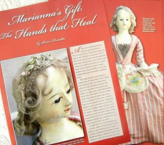 15p History Article & Paper Doll - Antique Marianna Queen Anne Wooden Doll