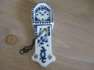 Vintage Blue & White China Delft Holl.  Doll House Furniture Wall Clock